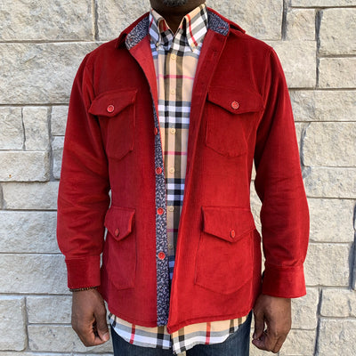 Red Corduroy Shirt Jacket (Shacket) - The PERSONA Store