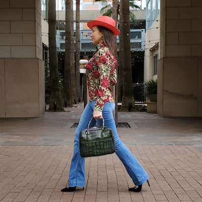 Her hat, top & bag-...